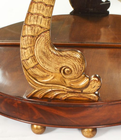 ANTIQUE ITALIAN FLAME MAHOGANY GILTWOOD DOLPHIN CONSOLE TABLE 19TH C - ADDITIONAL PHOTO 7