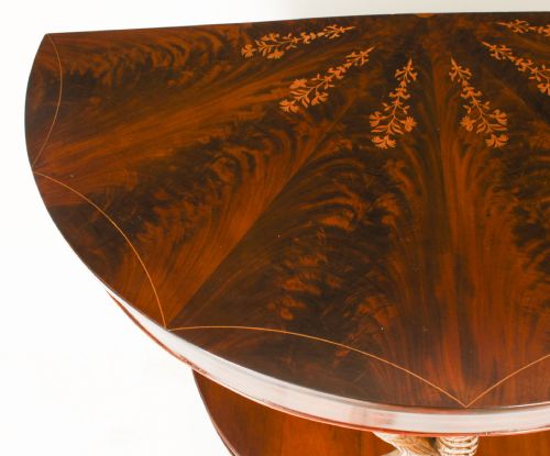 ANTIQUE ITALIAN FLAME MAHOGANY GILTWOOD DOLPHIN CONSOLE TABLE 19TH C - ADDITIONAL PHOTO 9