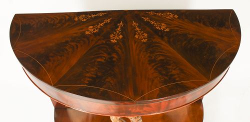 ANTIQUE ITALIAN FLAME MAHOGANY GILTWOOD DOLPHIN CONSOLE TABLE 19TH C - ADDITIONAL PHOTO 10