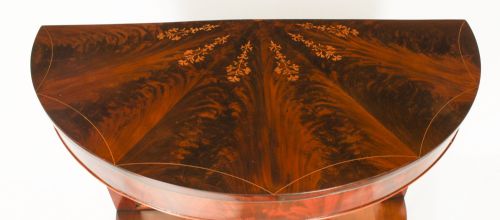 ANTIQUE ITALIAN FLAME MAHOGANY GILTWOOD DOLPHIN CONSOLE TABLE 19TH C - ADDITIONAL PHOTO 11