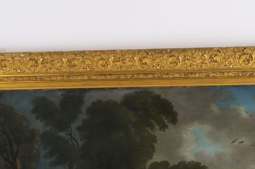 ANTIQUE OIL ON CANVAS PAINTING PARTY PICNICKING AFTER WATTEAU 18THC - ADDITIONAL PHOTO 4