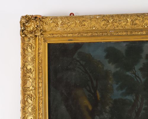ANTIQUE OIL ON CANVAS PAINTING PARTY PICNICKING AFTER WATTEAU 18THC - ADDITIONAL PHOTO 7