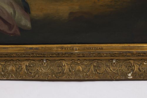 ANTIQUE OIL ON CANVAS PAINTING PARTY PICNICKING AFTER WATTEAU 18THC - ADDITIONAL PHOTO 9