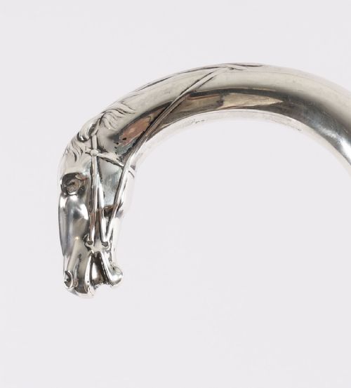 fig 2. Antique French Silver Horse Head Walking Cane Stick 19thC 90cm 35.5inches