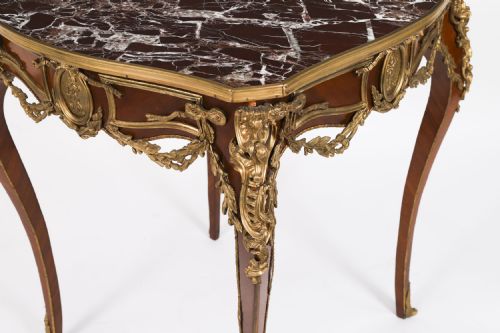 fig 3. Antique Pair French Louis Revival Marble & Ormolu Occasional Tables 20th C