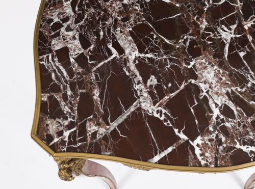 fig 5. Antique Pair French Louis Revival Marble & Ormolu Occasional Tables 20th C