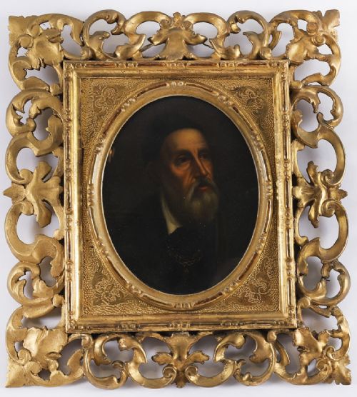 fig 1. Antique Pair Self Portraits Rubens & Titian Florentine Frames 19th C