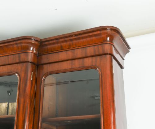 fig 5. Antique Pair English Flame Mahogany Library Breakfront Bookcases 19th C