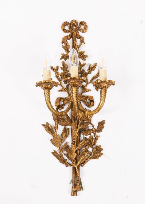 ANTIQUE SET OF 6 FRENCH LOUIS REVIVAL 3 BRANCH ORMOLU WALL LIGHTS 20TH C - ADDITIONAL PHOTO 4