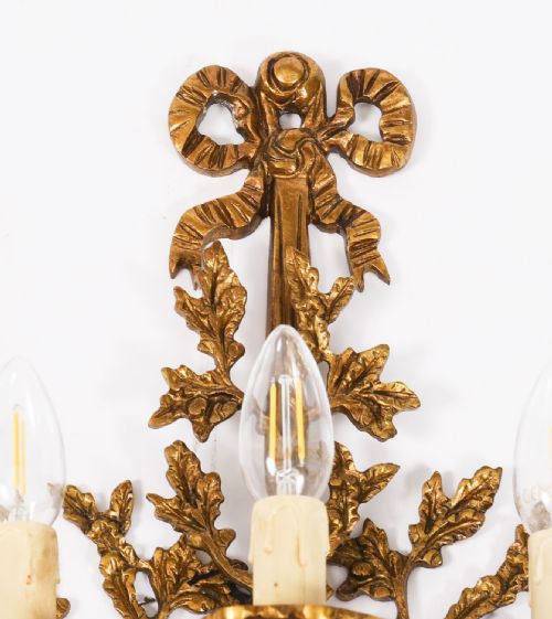 ANTIQUE SET OF 6 FRENCH LOUIS REVIVAL 3 BRANCH ORMOLU WALL LIGHTS 20TH C - ADDITIONAL PHOTO 6