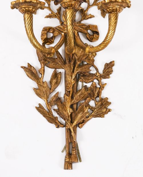 ANTIQUE SET OF 6 FRENCH LOUIS REVIVAL 3 BRANCH ORMOLU WALL LIGHTS 20TH C - ADDITIONAL PHOTO 7
