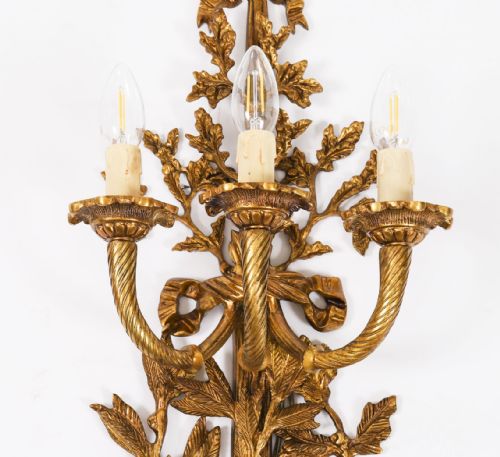 ANTIQUE SET OF 6 FRENCH LOUIS REVIVAL 3 BRANCH ORMOLU WALL LIGHTS 20TH C - ADDITIONAL PHOTO 8