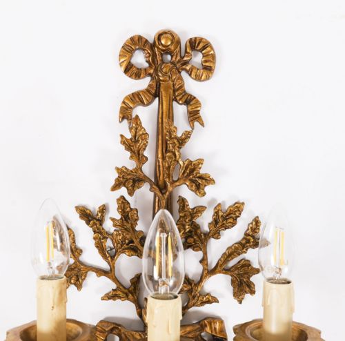 ANTIQUE SET OF 6 FRENCH LOUIS REVIVAL 3 BRANCH ORMOLU WALL LIGHTS 20TH C - ADDITIONAL PHOTO 13