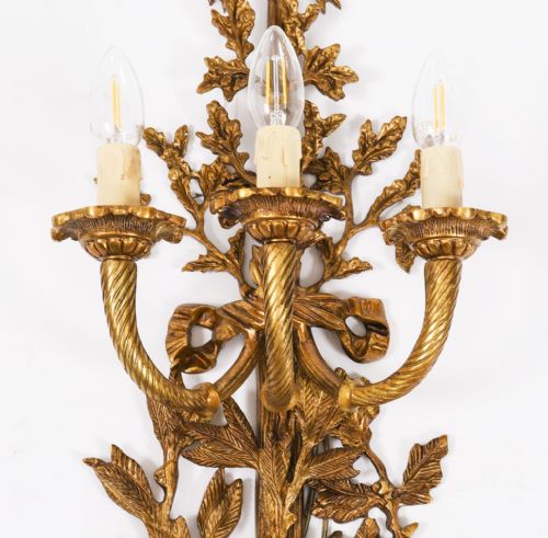 ANTIQUE SET OF 6 FRENCH LOUIS REVIVAL 3 BRANCH ORMOLU WALL LIGHTS 20TH C - ADDITIONAL PHOTO 17