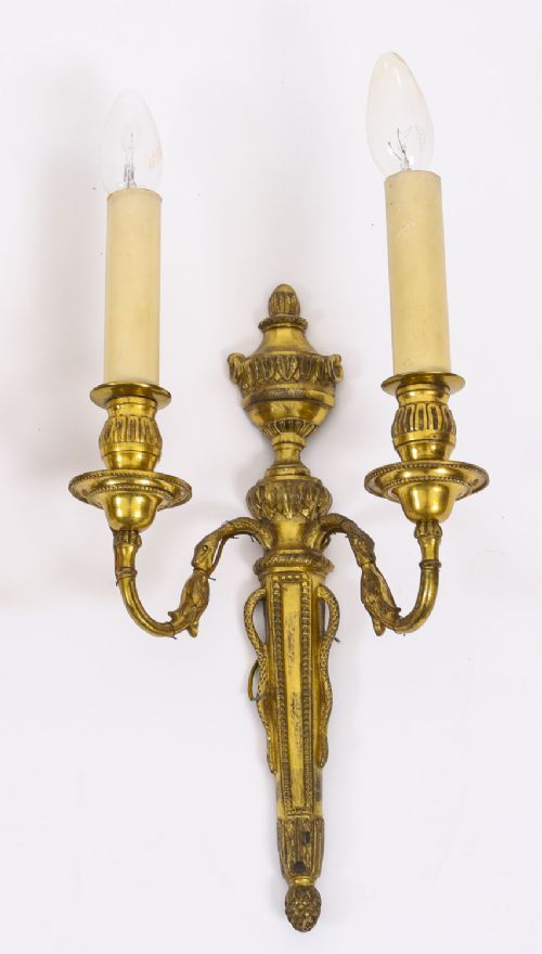 fig 1. Antique Pair French Neo-classical Ormolu Wall Lights Appliques 19th century