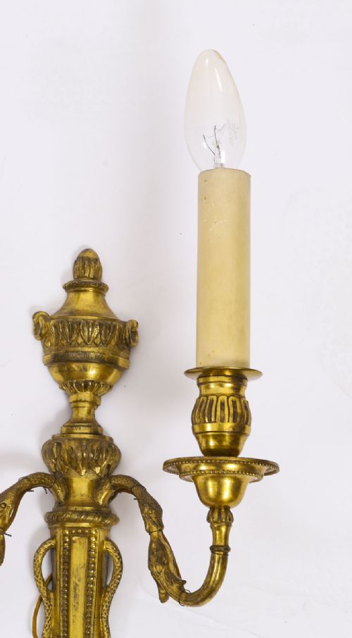 fig 2. Antique Pair French Neo-classical Ormolu Wall Lights Appliques 19th century