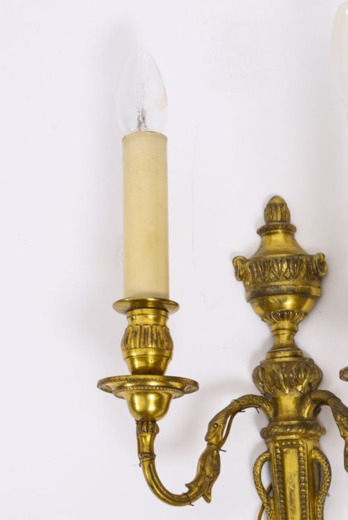 fig 3. Antique Pair French Neo-classical Ormolu Wall Lights Appliques 19th century