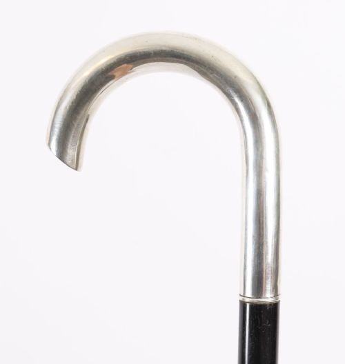 fig 1. Antique Russian Silver Crook Handle Walking Stick Cane 89cm 35 Inches19th C