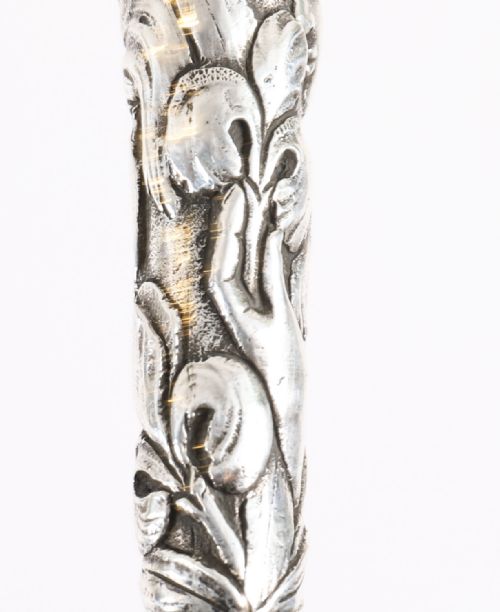 fig 2. Antique French Silver Ebonized Walking Cane Stick 19th Century 92cm/36.2inches
