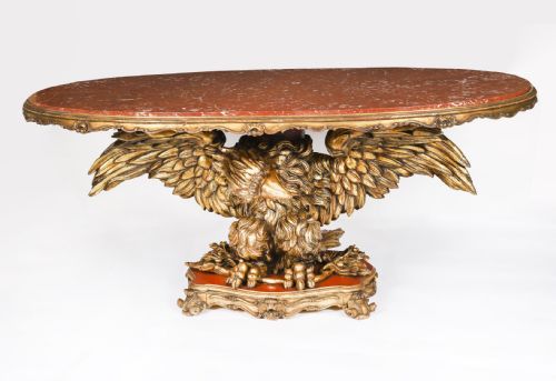 fig 2. Antique George II Revival Rouge Marble Topped Eagle Centre Table 20th C
