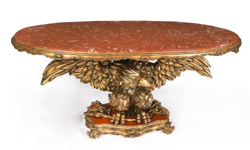 fig 4. Antique George II Revival Rouge Marble Topped Eagle Centre Table 20th C