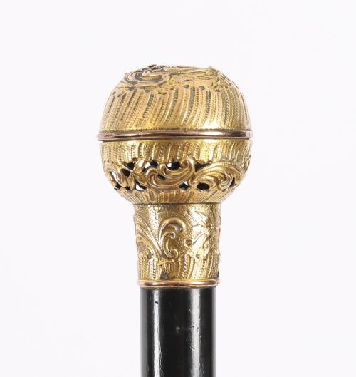 ANTIQUE FRENCH SIREN HANDLED WALKING STICK CANE 19TH C 92CM 36 INCHES - ADDITIONAL PHOTO 2