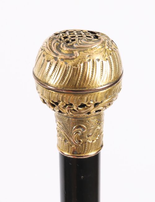 ANTIQUE FRENCH SIREN HANDLED WALKING STICK CANE 19TH C 92CM 36 INCHES - ADDITIONAL PHOTO 3