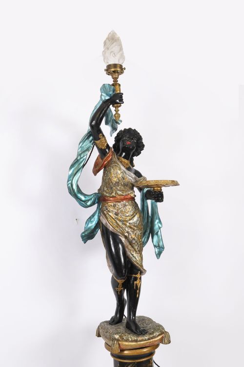 fig 1. Antique Venetian Carved Wood Figural Torchere 19th Century