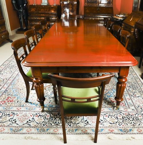 fig 1. Antique 11'5ft Victorian Flame Mahogany Extending Dining Table 19th C