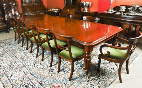 fig 3. Antique 11'5ft Victorian Flame Mahogany Extending Dining Table 19th C
