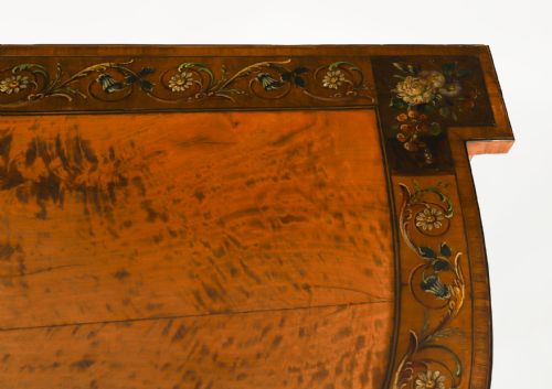 ANTIQUE GEORGE III SATIN WOOD PAINTED DEMILUNE CONSOLE TABLE 18TH C - ADDITIONAL PHOTO 3