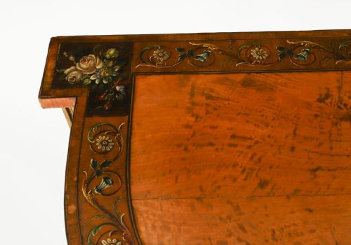 ANTIQUE GEORGE III SATIN WOOD PAINTED DEMILUNE CONSOLE TABLE 18TH C - ADDITIONAL PHOTO 7