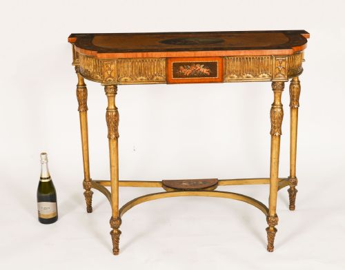 ANTIQUE GEORGE III SATIN WOOD PAINTED DEMILUNE CONSOLE TABLE 18TH C - ADDITIONAL PHOTO 18