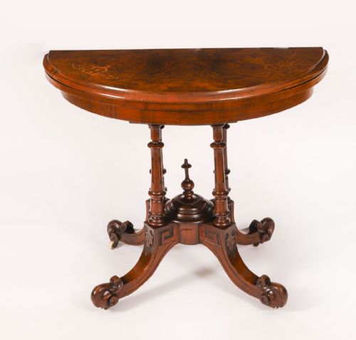 fig 2. Antique Victorian Burr Walnut and Inlaid Card Table C.1860 19th C