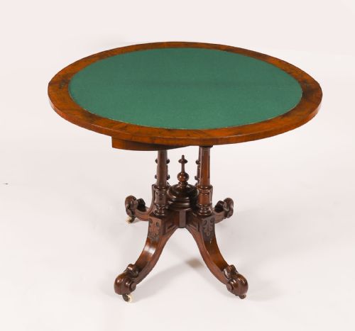 fig 4. Antique Victorian Burr Walnut and Inlaid Card Table C.1860 19th C