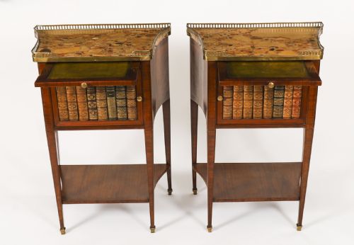 ANTIQUE PAIR FRENCH WALNUT TULIPWOOD BEDSIDE CABINETS C1900 - ADDITIONAL PHOTO 1