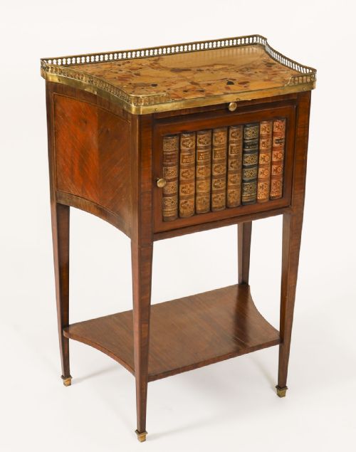 ANTIQUE PAIR FRENCH WALNUT TULIPWOOD BEDSIDE CABINETS C1900 - ADDITIONAL PHOTO 5