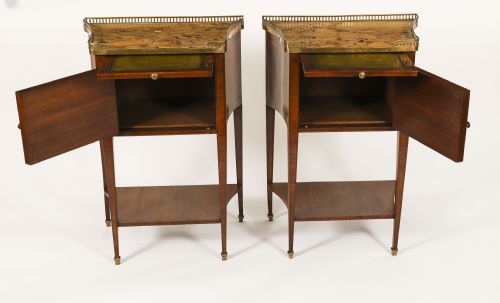 ANTIQUE PAIR FRENCH WALNUT TULIPWOOD BEDSIDE CABINETS C1900 - ADDITIONAL PHOTO 17