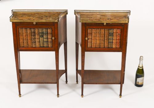 ANTIQUE PAIR FRENCH WALNUT TULIPWOOD BEDSIDE CABINETS C1900 - ADDITIONAL PHOTO 18