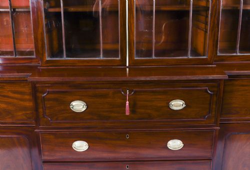 ANTIQUE GEORGE III SECRETAIRE BREAKFRONT BOOKCASE CIRCA 1820 19TH CENTURY - ADDITIONAL PHOTO 3