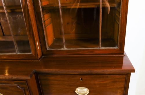 ANTIQUE GEORGE III SECRETAIRE BREAKFRONT BOOKCASE CIRCA 1820 19TH CENTURY - ADDITIONAL PHOTO 5