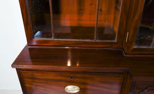 ANTIQUE GEORGE III SECRETAIRE BREAKFRONT BOOKCASE CIRCA 1820 19TH CENTURY - ADDITIONAL PHOTO 6