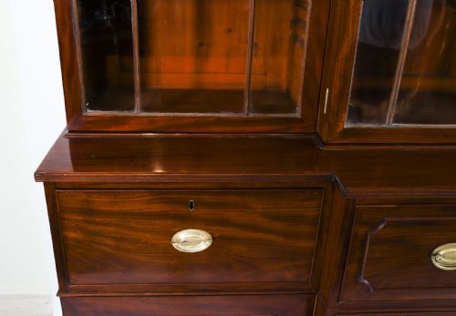 ANTIQUE GEORGE III SECRETAIRE BREAKFRONT BOOKCASE CIRCA 1820 19TH CENTURY - ADDITIONAL PHOTO 7