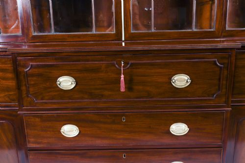ANTIQUE GEORGE III SECRETAIRE BREAKFRONT BOOKCASE CIRCA 1820 19TH CENTURY - ADDITIONAL PHOTO 8