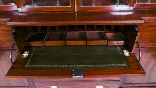 ANTIQUE GEORGE III SECRETAIRE BREAKFRONT BOOKCASE CIRCA 1820 19TH CENTURY - ADDITIONAL PHOTO 12