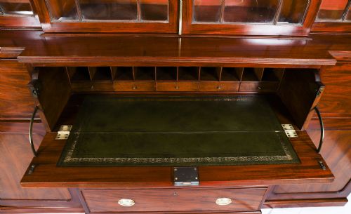 ANTIQUE GEORGE III SECRETAIRE BREAKFRONT BOOKCASE CIRCA 1820 19TH CENTURY - ADDITIONAL PHOTO 13