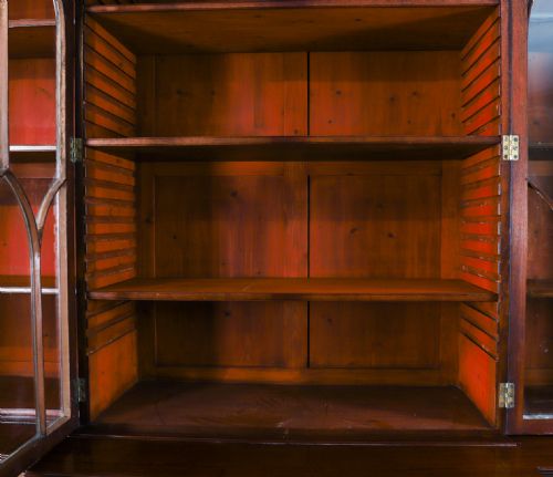 ANTIQUE GEORGE III SECRETAIRE BREAKFRONT BOOKCASE CIRCA 1820 19TH CENTURY - ADDITIONAL PHOTO 14