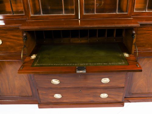 ANTIQUE GEORGE III SECRETAIRE BREAKFRONT BOOKCASE CIRCA 1820 19TH CENTURY - ADDITIONAL PHOTO 16
