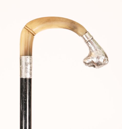 fig 1. Antique English Boxer Dogs Head Walking Cane Stick Dated 1900 92cm / 36'