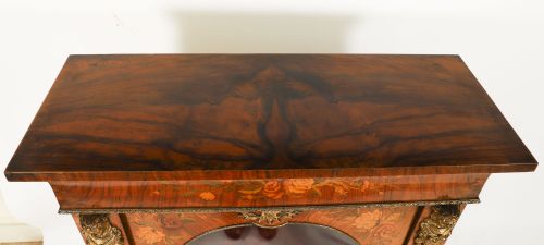 ANTIQUE PAIR VICTORIAN WALNUT MARQUETRY PIER CABINETS CIRCA1860 - ADDITIONAL PHOTO 4
